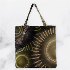 Fractal Steampunk Gears Fantasy Grocery Tote Bag by Wegoenart