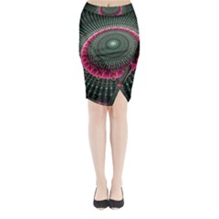 Fractal Circle Fantasy Texture Midi Wrap Pencil Skirt by Wegoenart