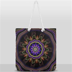 Fractal Vintage Colorful Decorative Full Print Rope Handle Tote (large) by Wegoenart