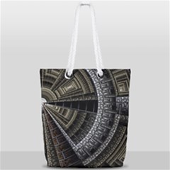 Fractal Circle Circular Geometry Full Print Rope Handle Tote (small) by Wegoenart