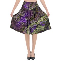 Abstract Fractal Art Design Flared Midi Skirt by Wegoenart