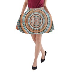 Mandala Art Painting Acrylic A-line Pocket Skirt by Wegoenart