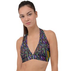 Abstract Background Halter Plunge Bikini Top by Wegoenart