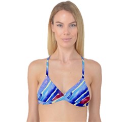Painting Abstract Blue Pink Spots Reversible Tri Bikini Top by Wegoenart