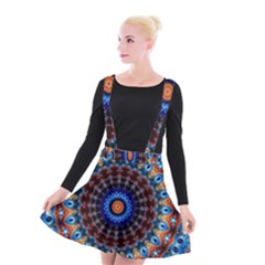 Rose Kaleidoscope Art Ornament Suspender Skater Skirt by Wegoenart