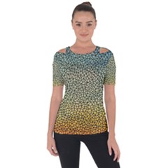 Background Cubism Mosaic Vintage Shoulder Cut Out Short Sleeve Top by Wegoenart