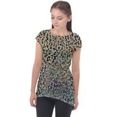 Background Cubism Mosaic Vintage Cap Sleeve High Low Top by Wegoenart