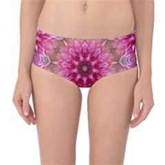 Flower Mandala Art Pink Abstract Mid-waist Bikini Bottoms by Wegoenart