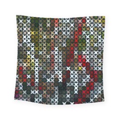 Christmas Cross Stitch Background Square Tapestry (small) by Wegoenart