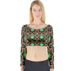 Pattern Background Bright Brown Long Sleeve Crop Top by Wegoenart