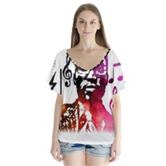  V-neck Flutter Sleeve Top by mgfiretestedshop