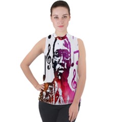  Mock Neck Chiffon Sleeveless Top by mgfiretestedshop