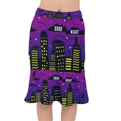 City Architecture Night Skyscraper Mermaid Skirt by Wegoenart