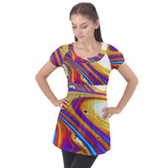 Abstract Architecture Background Puff Sleeve Tunic Top by Wegoenart