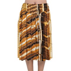 Abstract Architecture Background Velvet Flared Midi Skirt by Wegoenart