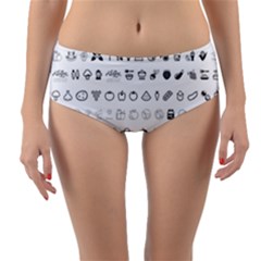 Vegan Vegetarian Icons Food Eat Reversible Mid-waist Bikini Bottoms by Wegoenart