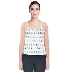Vegan Vegetarian Icons Food Eat Velvet Spaghetti Strap Top by Wegoenart