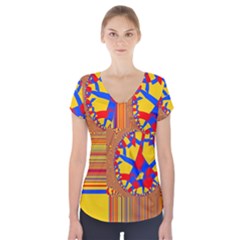 Graphic Design Graphic Design Short Sleeve Front Detail Top by Wegoenart