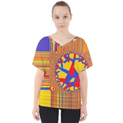 Graphic Design Graphic Design V-neck Dolman Drape Top by Wegoenart