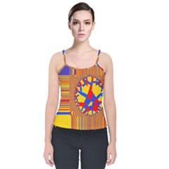 Graphic Design Graphic Design Velvet Spaghetti Strap Top by Wegoenart