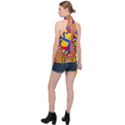 Graphic Design Graphic Design Halter Asymmetric Satin Top View2