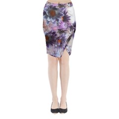 Flower Digital Art Artwork Abstract Midi Wrap Pencil Skirt by Wegoenart