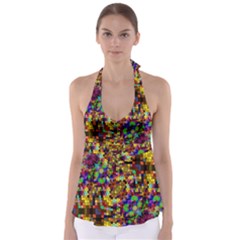 Color Mosaic Background Wall Babydoll Tankini Top by Wegoenart