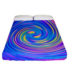 Cool Abstract Pink Blue And Yellow Twirl Liquid Art Fitted Sheet (king Size) by myrubiogarden