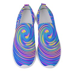Cool Abstract Pink Blue And Yellow Twirl Liquid Art Women s Slip On Sneakers by myrubiogarden
