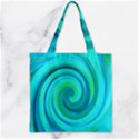 Groovy Cool Abstract Aqua Liquid Art Swirl Painting Zipper Grocery Tote Bag View1