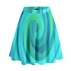 Groovy Cool Abstract Aqua Liquid Art Swirl Painting High Waist Skirt by myrubiogarden