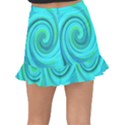 Groovy Cool Abstract Aqua Liquid Art Swirl Painting Fishtail Mini Chiffon Skirt View2