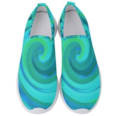 Groovy Cool Abstract Aqua Liquid Art Swirl Painting Men s Slip On Sneakers by myrubiogarden