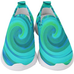 Groovy Cool Abstract Aqua Liquid Art Swirl Painting Kids  Slip On Sneakers by myrubiogarden
