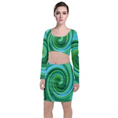 Groovy Abstract Turquoise Liquid Swirl Painting Top And Skirt Sets by myrubiogarden