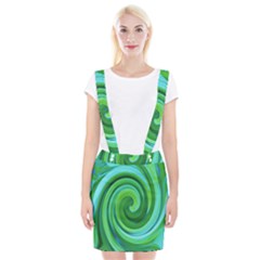 Groovy Abstract Turquoise Liquid Swirl Painting Braces Suspender Skirt by myrubiogarden