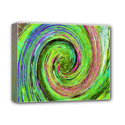 Groovy Abstract Green And Crimson Liquid Swirl Deluxe Canvas 14  X 11  (stretched) by myrubiogarden