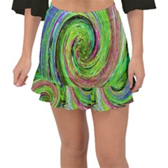 Groovy Abstract Green And Crimson Liquid Swirl Fishtail Mini Chiffon Skirt by myrubiogarden
