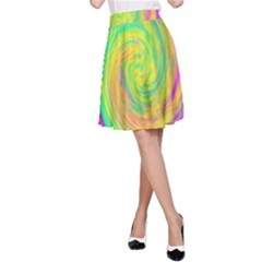 Groovy Abstract Purple And Yellow Liquid Swirl A-line Skirt by myrubiogarden