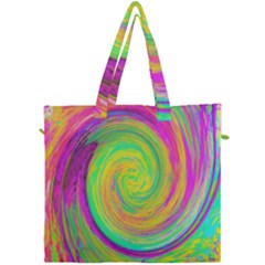 Groovy Abstract Purple And Yellow Liquid Swirl Canvas Travel Bag by myrubiogarden