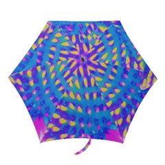 Pink, Blue And Yellow Abstract Coneflower Mini Folding Umbrellas by myrubiogarden