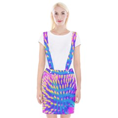 Pink, Blue And Yellow Abstract Coneflower Braces Suspender Skirt by myrubiogarden