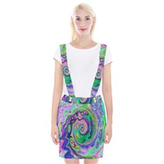 Groovy Abstract Aqua And Navy Lava Liquid Swirl Braces Suspender Skirt by myrubiogarden