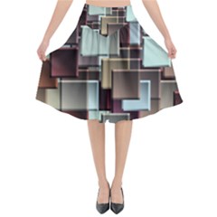 Texture Artwork Mural Murals Art Flared Midi Skirt by Pakrebo