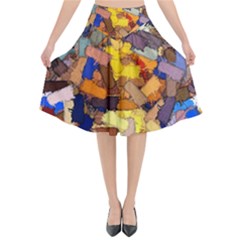 Texture Painting Plot Graffiti Flared Midi Skirt by Pakrebo