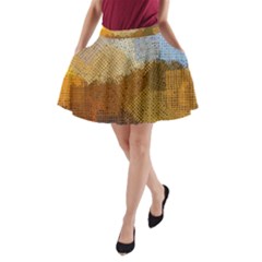 Color Colors Abstract Yellow Brown A-line Pocket Skirt by Pakrebo
