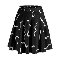 Scribbles Lines Drawing Picture High Waist Skirt by Pakrebo