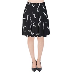 Scribbles Lines Drawing Picture Velvet High Waist Skirt by Pakrebo