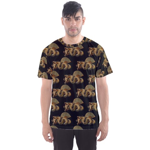 Dragon Motif Print Pattern Men s Sports Mesh Tee by dflcprintsclothing