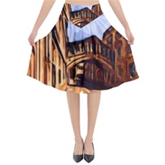 Street Architecture Building Flared Midi Skirt by Pakrebo